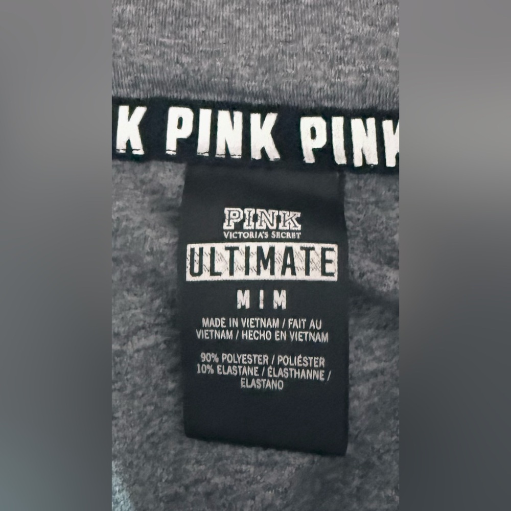 PINK VS Ultimate 1/4 Zip Pullover In Black/Grey With Pockets And Neon Accents - Picture 7 of 9